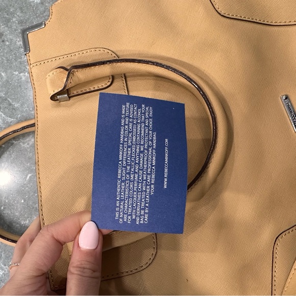 Rebecca Minkoff Amorous Saffiano Leather Satchel Cream/Camel - Picture 8 of 11